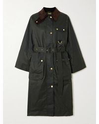 Barbour - Milda Corduroy-Trimmed Waxed-Cotton Trench Coat - Lyst
