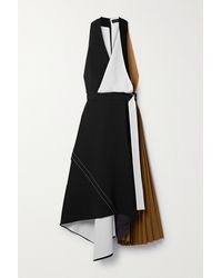Proenza Schouler Color-block Draped Pleated Crepe Midi Dress - Black