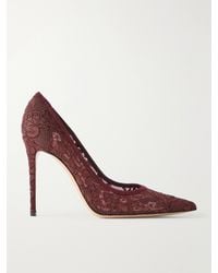 Gianvito Rossi - Claudia 105 Suede-Trimmed Lace Pumps - Lyst