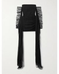 Monot - Off-The-Shoulder Ruched Silk-Tulle Mini Dress - Lyst