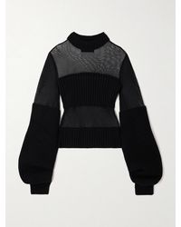 Jean Paul Gaultier - Mesh And Ribbed Wool Sweater - Lyst