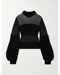 Jean Paul Gaultier - Mesh And Ribbed Wool Sweater - Lyst