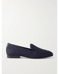 Manolo Blahnik - Pitakara Leather-Trimmed Raffia Loafers - Lyst