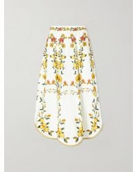 FARM Rio - Lemon Bouquet Printed Linen-Blend Midi Skirt - Lyst