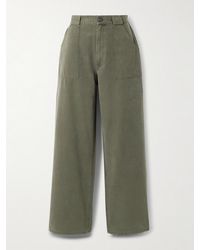 Anine Bing - Grayson Cropped Cotton-Canvas Wide-Leg Pants - Lyst