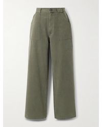 Anine Bing - Grayson Cropped Cotton-Canvas Wide-Leg Pants - Lyst