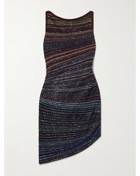 Missoni - Asymmetric Sequin-Embellished Striped Metallic Crochet-Knit Mini Dress - Lyst