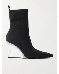 Balmain - Ribbed Wedge Ankle Boots - Lyst