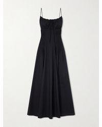 STAUD - Margi Ruffled Pleated Cotton-Stretch Poplin Midi Dress - Lyst