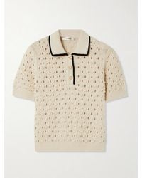 FRAME - The Bauble Pointelle-Knit Cotton Polo Shirt - Lyst