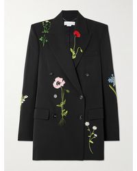 Stella McCartney - Oversized Double-Breasted Embroidered Wool-Twill Blazer - Lyst