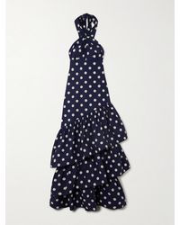 Cara Cara - Perla Ruffled Polka-Dot Cotton-Poplin Halterneck Maxi Dress - Lyst