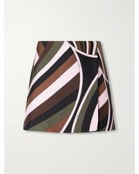 PUCCI - Printed Silk-Twill Wrap Mini Skirt - Lyst