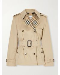 Burberry - Double-Breasted Belted Checked Cotton-Gabardine Trench Coat - Lyst