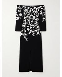 Carolina Herrera - Off-The-Shoulder Embroidered Embellished Crepe Gown - Lyst