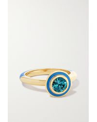 Alice Cicolini Candy Lacquer Ring Aus 14 Karat Gold Mit Zirkon Und Emaille - Blau