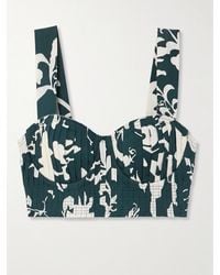 Emporio Sirenuse - Dalia Bustier Aus Baumwolle Mit Blumenprint, Falten Und Fransen - Lyst
