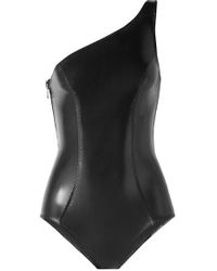 Lisa Marie Fernandez Arden Badeanzug Aus Stretch-pvc Mit Asymmetrischer Schulterpartie - Schwarz