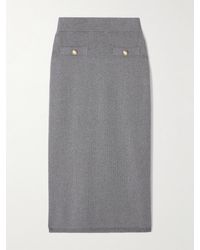 Alessandra Rich - Button-Embellished Cotton And Cashmere-Blend Midi Skirt - Lyst