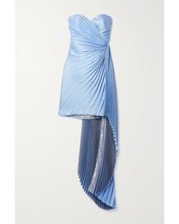 SemSem - Draped Pleated Metallic Silk-Blend Crepe Mini Dress - Lyst