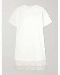 STAUD - Grier Silk And Lace-Trimmed Cotton-Jersey Mini Dress - Lyst