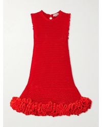 Stella McCartney - Nature Flow Ruffled Open-Knit Wool Mini Dress - Lyst