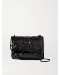 Saint Laurent - Niki Baby Quilted Crinkled-Leather Shoulder Bag - Lyst