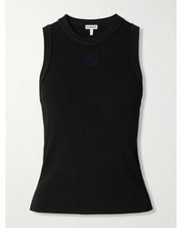 Loewe - Anagram-Embroidered Ribbed Tank - Lyst