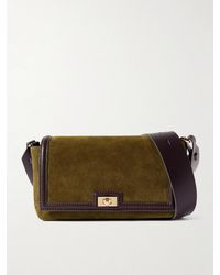 Anya Hindmarch - Mortimer Frame Leather-Trimmed Suede Shoulder Bag - Lyst