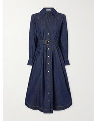 Zimmermann - Belted Denim Midi Shirt Dress - Lyst