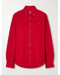 Ami Paris - Logo-Embroidered Cotton-Twill Shirt - Lyst