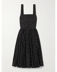 Dolce & Gabbana - Gathered Polka-Dot Cotton-Poplin Midi Dress - Lyst