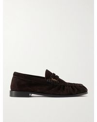 Saint Laurent - Le Loafer Logo-Embellished Suede Loafers - Lyst