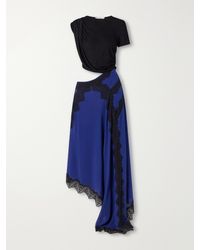 Christopher Esber - Verve Asymmetric Lace-Trimmed Silk-Georgette And Ribbed Jersey Dress - Lyst