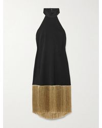 ‎Taller Marmo - Berlin Fringed Crepe Halterneck Mini Dress - Lyst