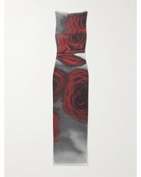 Jean Paul Gaultier - Maxikleid Aus Stretch-Mesh Mit Blumenprint - Lyst
