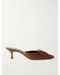 Manolo Blahnik - Maysalebi 50 Lizard-Effect Leather Mules - Lyst