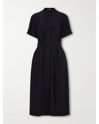 Theory - Belted Crepe Midi Dress - Lyst