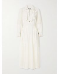Maison Mayle - Joeldi Ruffled Lace-Trimmed Silk Charmeuse And Crepe De Chine Dress - Lyst