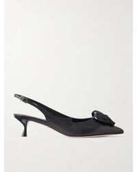 Roger Vivier - I Love Vivier Roses 45 Twill-Trimmed Leather Slingback Pumps - Lyst