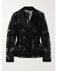 Dolce & Gabbana - Appliquéd Satin-Trimmed Cotton-Blend Chantilly Lace Jacket - Lyst