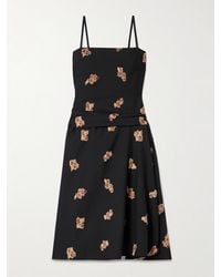 LIBEROWE - Victoria Midikleid Aus Twill Aus Einer Wollmischung Mit Fil Coupé Und Raffungen - Lyst