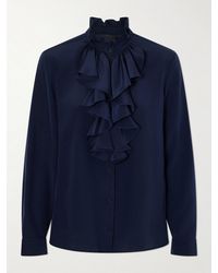 Nili Lotan - Lily Ruffled Silk-Satin Blouse - Lyst