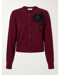 Erdem - Embellished Ribbed Merino Wool Cardigan - Lyst