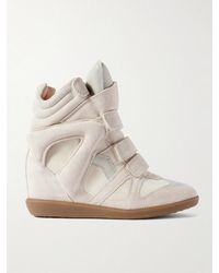 Isabel Marant - Bekett Leather-Trimmed Suede High-Top Wedge Sneakers - Lyst
