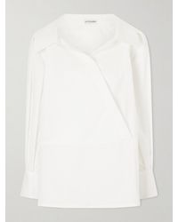 Altuzarra - Arthur Wrap-Effect Cotton-Blend Poplin Blouse - Lyst