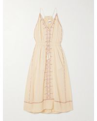 Isabel Marant - Robe Midi En Gaze De Coton À Broderies Et À Ceinture Siana - Lyst