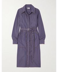 Dries Van Noten - Belted Striped Cotton-Poplin Midi Shirt Dress - Lyst