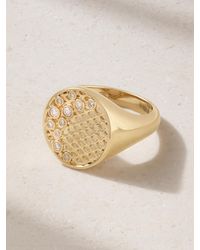 Sydney Evan - Oval Fishnet 14-Karat Diamond Signet Ring - Lyst