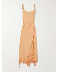 Acne Studios - Asymmetric Corded Lace-Trimmed Cotton Maxi Wrap Dress - Lyst